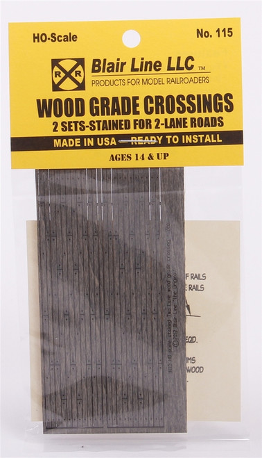 Blair Line ~ HO Scale ~ Wood Grade Crossing Kits, Two Lane (2) ~ 115