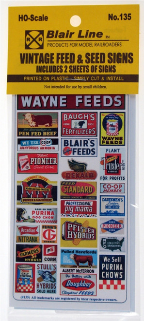 Blair Line ~ HO Scale ~ Vintage Feed and Seed Signs ~ 135