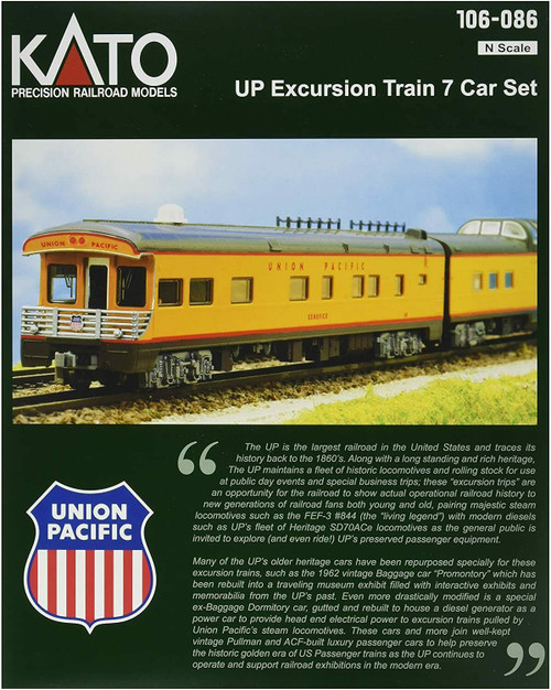 Kato ~ N Scale ~ Union Pacific Excursion Train ~ 7 Car Set ~ UP ~ 106-086