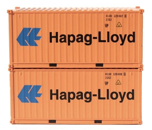 Jacksonville Terminal JTC ~ N Scale ~ 20' Containers with Magnetic System, Hapag-Lloyd (2) ~ 205484