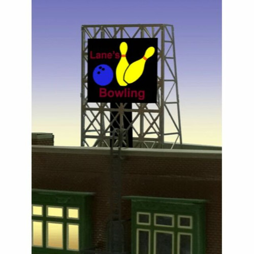 Miller Engineering ~ N or Z Scale ~ Bowling Rooftop Animated Billboard ~ 338955