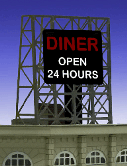 Miller Engineering ~ N or Z Scale ~ Diner Flashing Rooftop Billboard ~ 338965