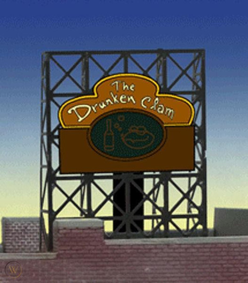 Miller Engineering ~ HO or N Scale ~ The Drunken Clam Animated Billboard ~ 880801