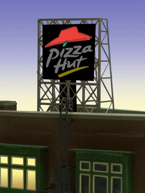 Miller Engineering ~ HO or O Scale ~ Pizza Hut ~ Flashing Neon Rooftop Billboard ~ 338985