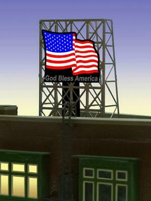 Miller Engineering ~ N or Z Scale ~ U.S. Flag Animated Rooftop Billboard ~ 339095