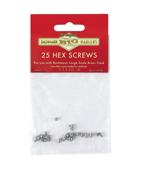 Bachmann ~ Large Scale ~ Stainless Steel Hex Screws 25/Bag - Brass Track ~ 94656