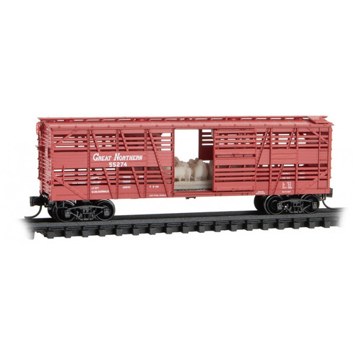 Micro Trains ~ N Scale ~ 40' Box Car ~ Great Northern With Sheep Load #55274 ~ 03500022