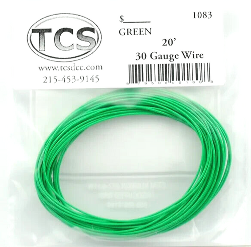 TCS ~ 30 AWG ~ DCC Decoder Wire ~ 20 Feet ~ Green ~ 1083