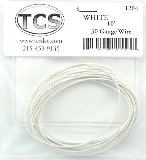 TCS ~ 30 AWG ~ DCC Decoder Wire ~ 10 Feet ~ White ~ 1204