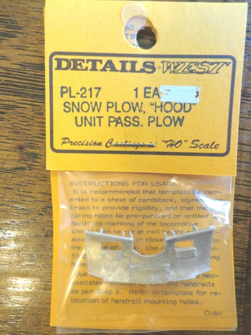 Details West ~ HO Scale ~ Snow Plows ~ EMD Passenger Hood Unit ~ 217