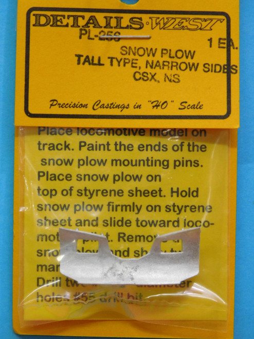Details West ~ HO Scale ~ Snow Plows ~ Tall, Narrow Sides ~ CSX NS ~ 256