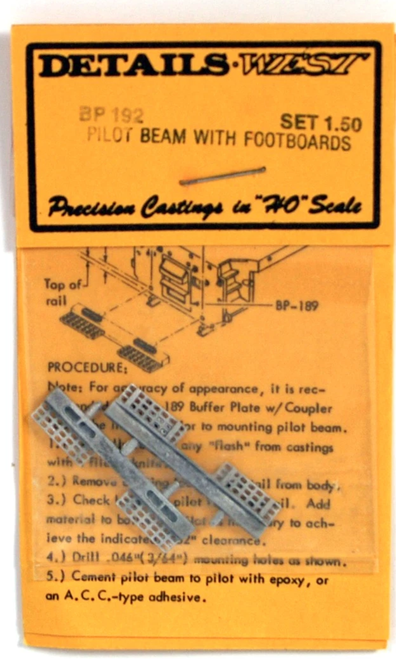 Details West ~ HO Scale ~ Pilot ~ Beam w/Footboards ~ pkg(2) ~ 192