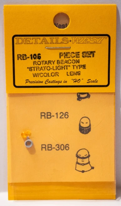 Details West ~ HO Scale ~ Rotary Beacon with Cored Lens ~ Roof Mount ~ 106