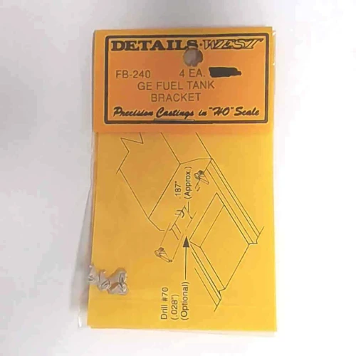 Details West ~ HO Scale ~ Fuel Tank Brackets ~ GE-Style ~ pkg(4) ~ 240