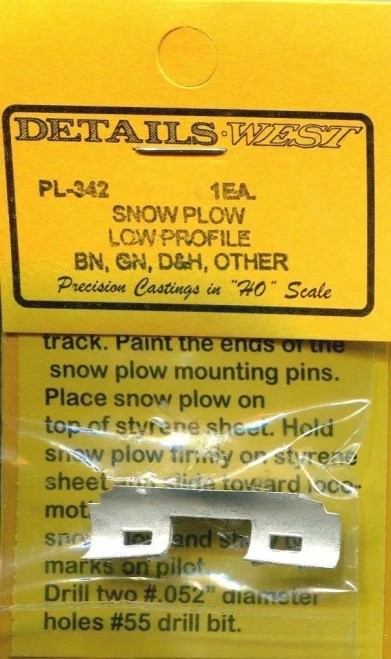Details West ~ HO Scale ~ Snow Plow ~ Low Profile ~ 342