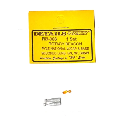 Details West ~ HO Scale ~ Rotary Beacon w/Cored Lens ~ Pyle National w/Cap & Base ~ 306