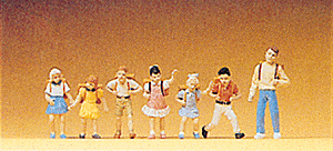 Preiser Kg ~ HO Scale ~ School Children ~ pkg(7) ~ 10181