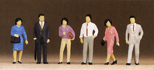 Preiser Kg ~ HO Scale ~ Pedestrians ~ Standing Japanese Pedestrians ~ 6-Pack ~ 10119
