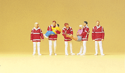 Preiser Kg ~ HO Scale ~ Working People ~ Paramedics Carrying a Patient ~ 4-Pack ~ 10518