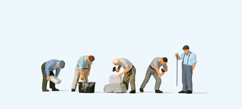 Preiser Kg ~ HO Scale ~ Working at the Quarrystone Wall ~ 5-Pack ~ 10669