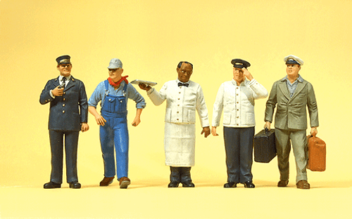 Preiser Kg ~ G Scale ~ Railroad Personnel ~ US Railway Personnel ~ package(5) ~ 590-65355