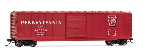 Rivarossi ~ HO Scale ~ 50' Sliding-Door Boxcar No Roofwalk ~ Ready to Run ~ Pennsylvania Railroad #607592 (Tuscan, Shadow Keystone Logo) ~ 635-HR6586A