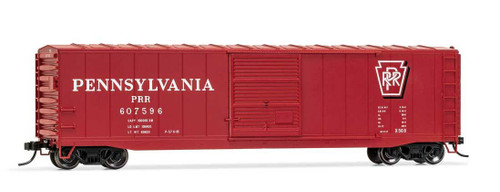 Rivarossi ~ HO Scale ~ 50' Sliding-Door Boxcar No Roofwalk ~ Ready to Run ~ Pennsylvania Railroad #607524 (Tuscan, Shadow Keystone Logo) ~ 635-HR6586B