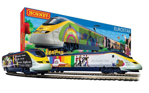 Rivarossi ~ HO Scale ~ The Beatles Yellow Submarine Eurostar Train Set ~ Standard DC ~ 4-Car Passenger Train, Track, Power Pack ~ 635-R1253