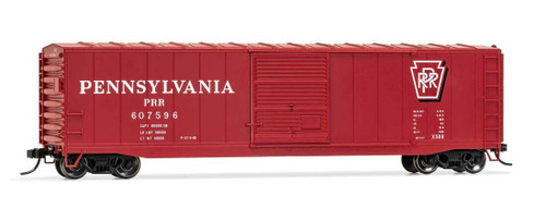 Rivarossi ~ HO Scale ~ 50' Sliding-Door Boxcar No Roofwalk ~ Ready to Run ~ Pennsylvania Railroad #607587 (Tuscan, Shadow Keystone Logo) ~ 635-HR6586D