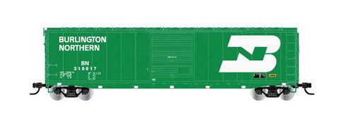 Rivarossi ~ HO Scale ~ 50' Single-Door Boxcar No Roofwalk ~ Ready to Run ~ Burlington Northern #318617 (Cascade Green, white, Early Large Logo) ~ 635-HR6637A