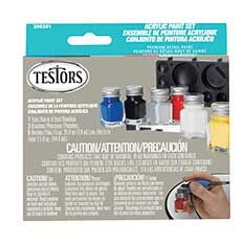 Testor Corp ~ All Scale ~ Acrylic Primary Paint Set ~ 6 Colors, 3 Brushes, Mixing Tray ~ 704-290291