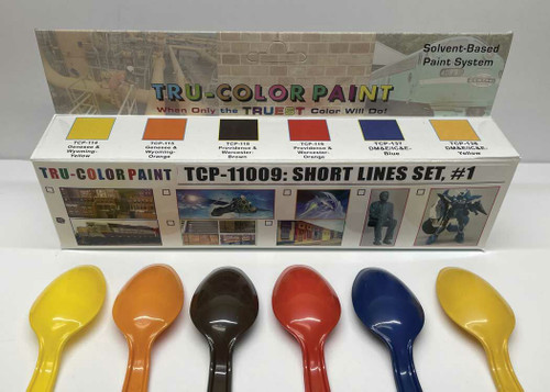 Tru-Color Paint ~ All Scale ~ Shortlines Paint Set #1 - 6 ~ 1oz 29.6ml Bottles ~ Includes #114, 115, 118, 119, 137, and 138 ~ 709-11009