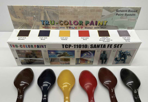 Tru-Color Paint ~ All Scale ~ Santa Fe Paint Set(6) ~ 1oz 29.6ml Bottles ~ Includes #19, 20, 21, 22, 251, 333 ~ 709-11010