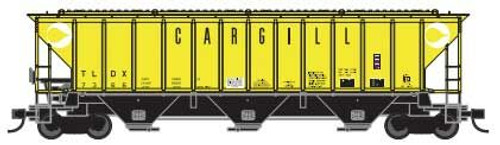 Trainworx Inc ~ N Scale ~ Pullman-Standard PS2-CD 4427 High-Side Covered Hopper ~ Ready to Run ~ Cargill 6 (yellow, black, white) ~ 744-2445506