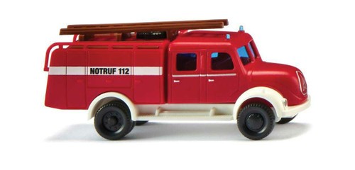 Wiking ~ N Scale ~ 1955-1961 Magirus TLF 16 Fire Truck ~ Assembled ~ Fire Department (red, white, German Lettering) ~ 781-96138