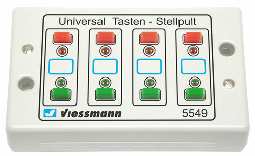 Viessmann Modellspielwaren ~ All Scale ~ Universal Pushbutton Panel w/Momentary Switches for Solenoid Signal/Accessory ~ With Red/Green Feedback LEDs ~ Controls 4 Turnouts or 2-Aspect Signals ~ 769-5549