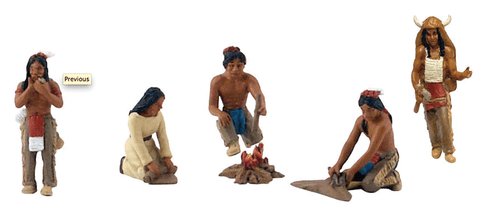 Woodland Scenics ~ All Scale ~ Native Americans Figures ~ Scene-A-Rama ~ package(5) ~ SP4443