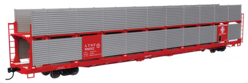 WalthersMainline ~ HO Scale ~ 89' Flatcar w/Bi-Level Shielded Auto Rack ~ Ready to Run ~ Atchison, Topeka & Santa Fe #88012 (ATSF Rack) ~ 910-8102