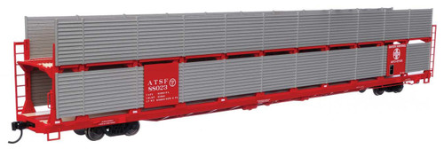 WalthersMainline ~ HO Scale ~ 89' Flatcar w/Bi-Level Shielded Auto Rack ~ Ready to Run ~ Atchison, Topeka & Santa Fe #88023 (ATSF Rack) ~ 910-8103