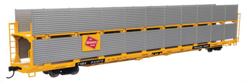 WalthersMainline ~ HO Scale ~ 89' Flatcar w/Bi-Level Shielded Auto Rack ~ Ready to Run ~ Milwaukee Road Rack / Trailer-Train Flatcar TTBX #941676 ~ 910-8119