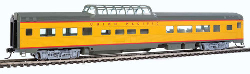 WalthersMainline ~ HO Scale ~ 85' Budd Dome Coach ~ Ready to Run ~ Union Pacific (Armour Yellow, gray, red) ~ 910-30404