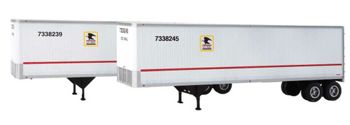 Walthers SceneMaster ~ HO Scale ~ 40' Trailmobile Trailer 2-Pack ~ Assembled ~ US Postal Service (white, blue, red) ~ 949-2517