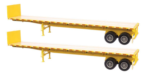 Walthers SceneMaster ~ HO Scale ~ 40' Flatbed Trailer ~ Ready to Run ~ 2-Pack ~ Yellow ~ 949-2702