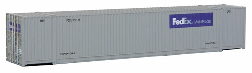 Walthers SceneMaster ~ HO Scale ~ 53' Singamas Corrugated Side Container ~ Ready to Run ~ FedEx MultiModal (gray, purple) ~ 949-8504