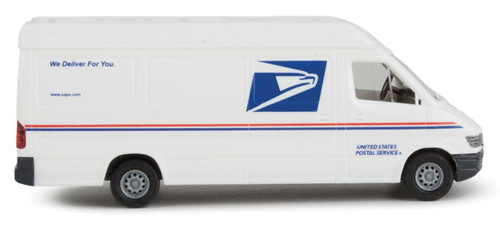 Walthers SceneMaster ~ HO Scale ~ Delivery Van ~ Assembled ~ United States Postal Service (white, blue, red; "We Deliver For You" Slogan) ~ 949-12208