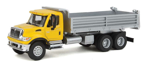 Walthers SceneMaster ~ HO Scale ~ International 7600 3-Axle Heavy-Duty Dump Truck ~ Assembled ~ Yellow Cab, Silver Dump Body ~ 949-11663