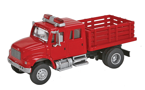 Walthers SceneMaster ~ HO Scale ~ International 4900 Fire Department Utility Truck ~ Assembled ~ Red ~ 949-11892