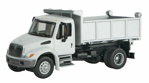 Walthers SceneMaster ~ HO Scale ~ International 4300 Single-Axle Dump Truck ~ Assembled ~ White w/Railroad Maintenance-of-Way Logo Decals ~ 949-11635