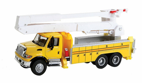 Walthers SceneMaster ~ HO Scale ~ International 7600 Utility Truck w/Bucket Lift ~ Assembled ~ Yellow ~ 949-11752