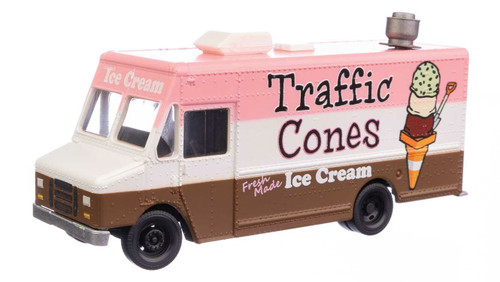 Walthers SceneMaster ~ HO Scale ~ Morgan Olson Route Star Van ~ Road Cones Ice Cream Food Truck ~ 949-12108